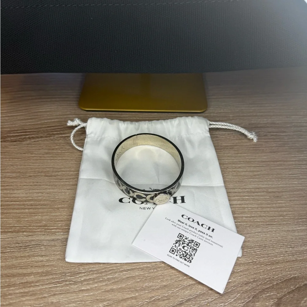 Coach Bundle-Coach Signature Hinged Bracelet Black Silver Tone Enamel plus tote - Picture 5 of 7